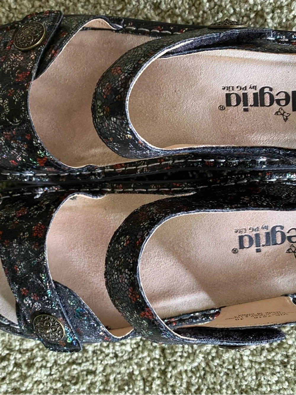 Alegria Black Multicolor Floral Comfort Wedge Sandals